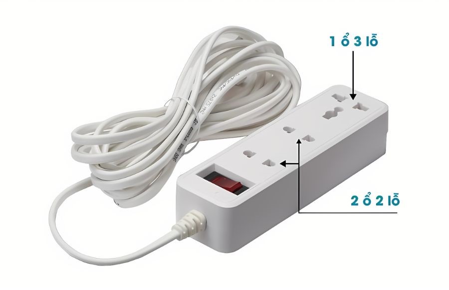 Ổ cắm đa năng 2m Rạng Đông OC05 3C/2M/10A tương thích với nhiều phích cắm