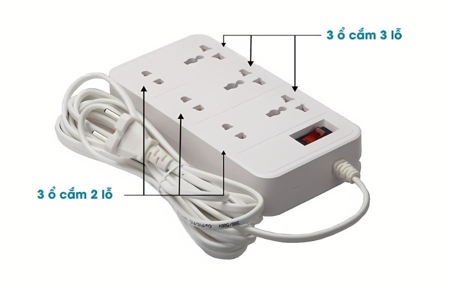 Ổ cắm đa năng 2m Rạng Đông OC06 tương thích với nhiều loại phích cắm