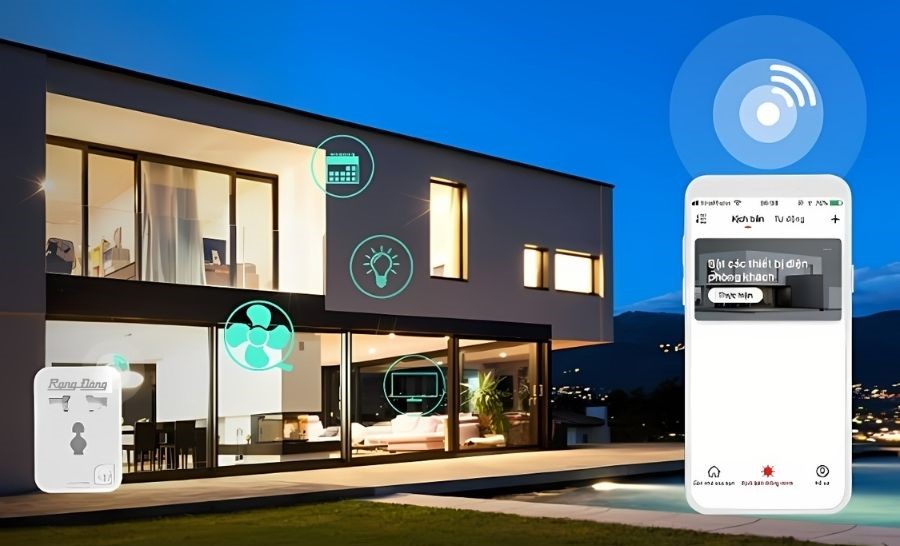 Ổ cắm Wifi đơn Rạng Đông OC.01.WF điều khiển từ xa