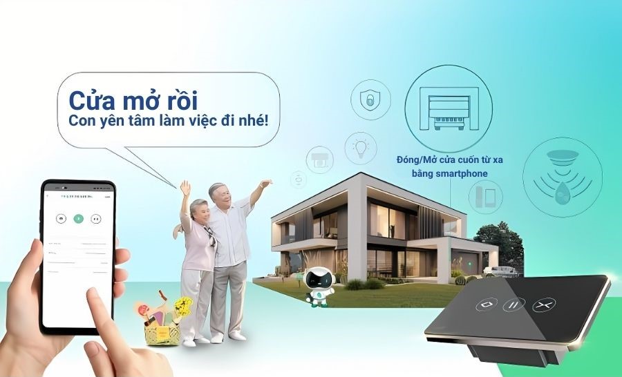 Công tắc cửa cuốn thông minh Rạng Đông điều khiển linh hoạt