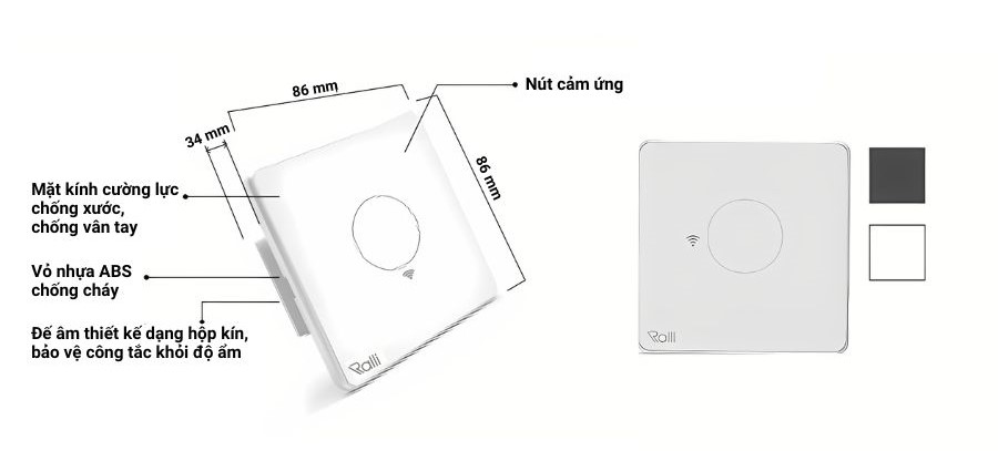 Cấu tạo của công tắc cảm ứng Rạng Đông CTCU.WF V.01T
