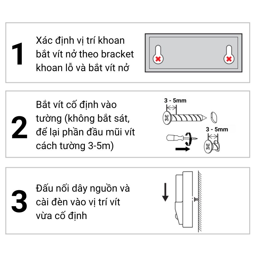 Hướng dẫn lắp đặt đèn LED gắn tường cảm biến Rạng Đông