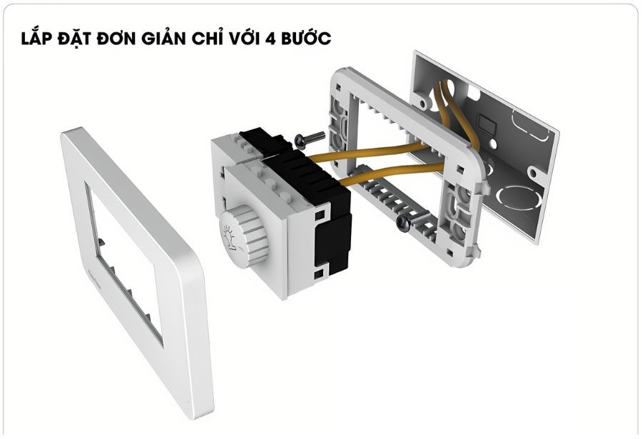 Hướng dẫn lắp đặt hạt chiết áp đèn âm tường Rạng Đông HCA D01