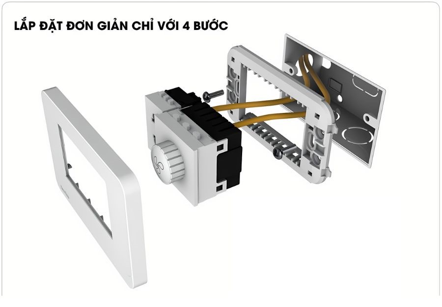 Hướng dẫn lắp đặt hạt chiết áp quạt âm tường Rạng Đông