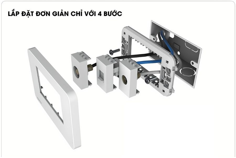 Hướng dẫn lắp đặt hạt ổ cắm điện thoại âm tường Rạng Đông