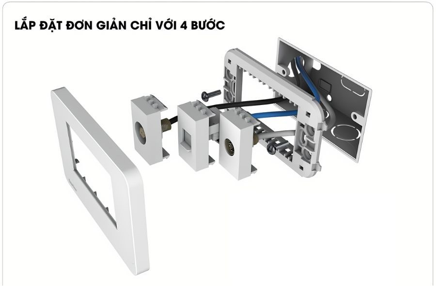 Hướng dẫn lắp đặt hạt ổ cắm mạng internet âm tường Rạng Đông