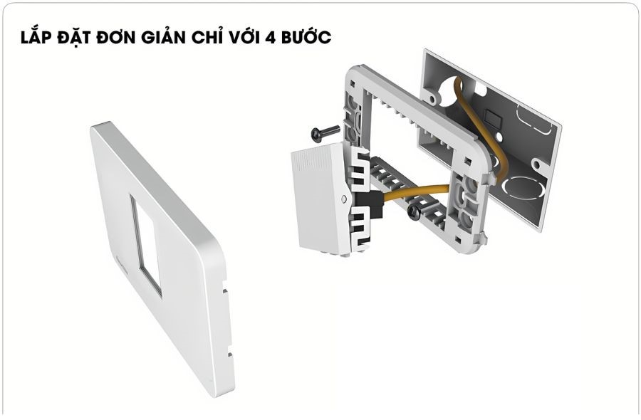 Hướng dẫn lắp đặt mặt công tắc ổ cắm đơn âm tường Rạng Đông
