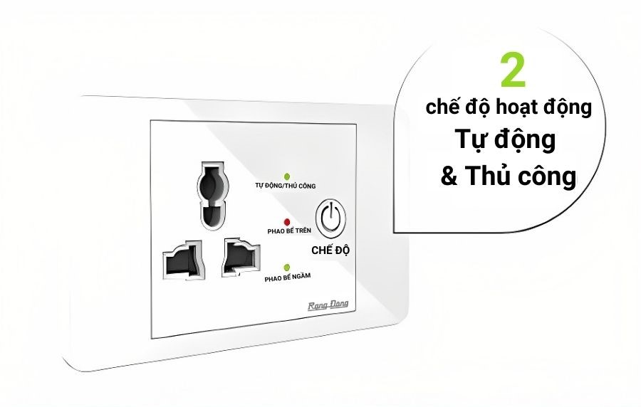 Ổ cắm máy bơm Rạng Đông OC03.MB 16A chế độ linh hoạt