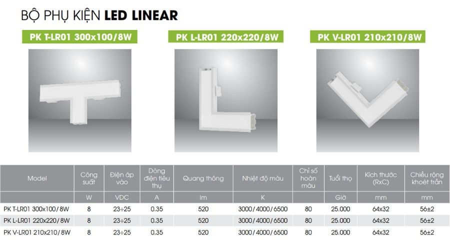 Phụ kiện của đèn LED Linear Rạng Đông LR01.BLE 1000/20W