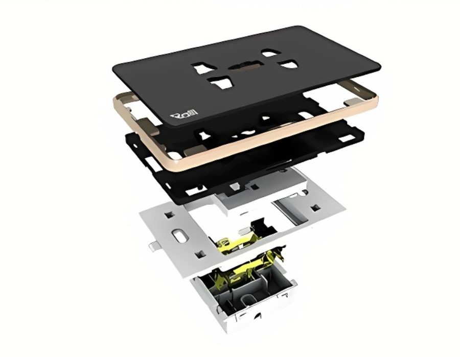 Các lớp của ổ cắm âm tường Rạng Đông OCAT04K