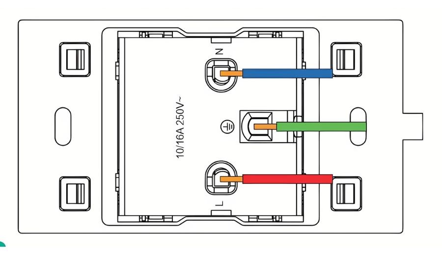Đấu dây ổ cắm âm tường Rạng Đông OCAT04K