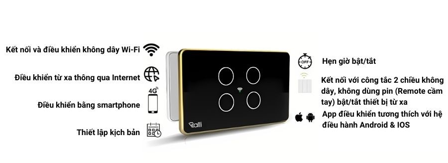 Tính năng của công tắc cảm ứng Rạng Đông CTCU.WF CN.04T.2W.SP