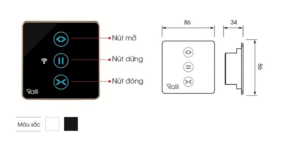 Công tắc cảm ứng rèm Rạng Đông CTCU.WF V.REMT dễ lắp đặt MN