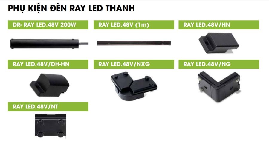Tổng hợp phụ kiện đèn ray LED thanh Rạng Đông