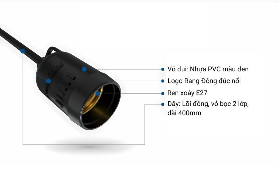 Cấu tạo của đui đèn chống thấm nước Rạng Đông