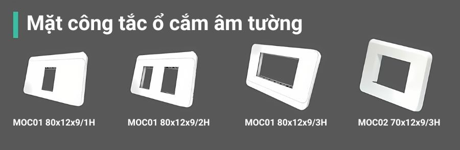 Tổng hợp mặt công tắc ổ cắm âm tường Rạng Đông