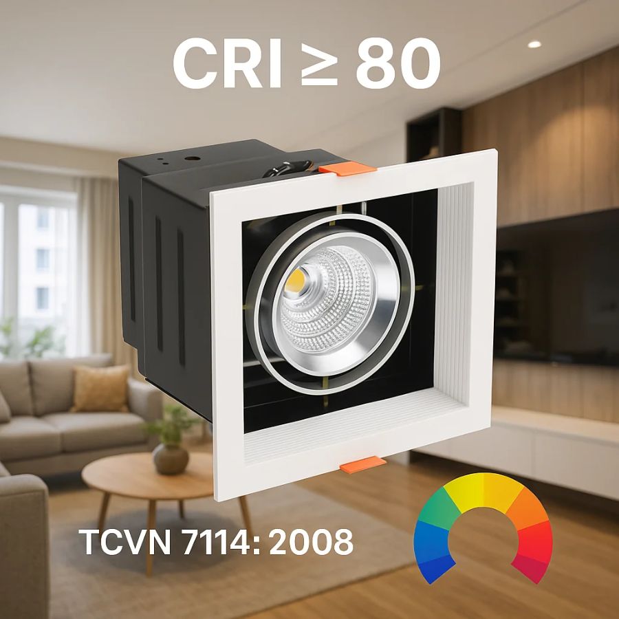 Đèn LED âm trần COB Rạng Đông AT12L 125x125/9Wx1.DA độ hoàn màu cao