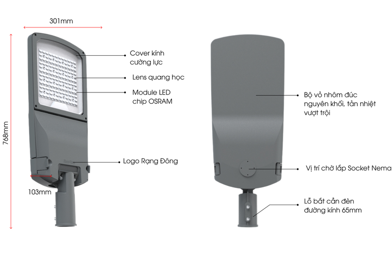 CSD10 200W 9 1 Đèn LED chiếu đường 200W Rạng Đông CSD10 200W