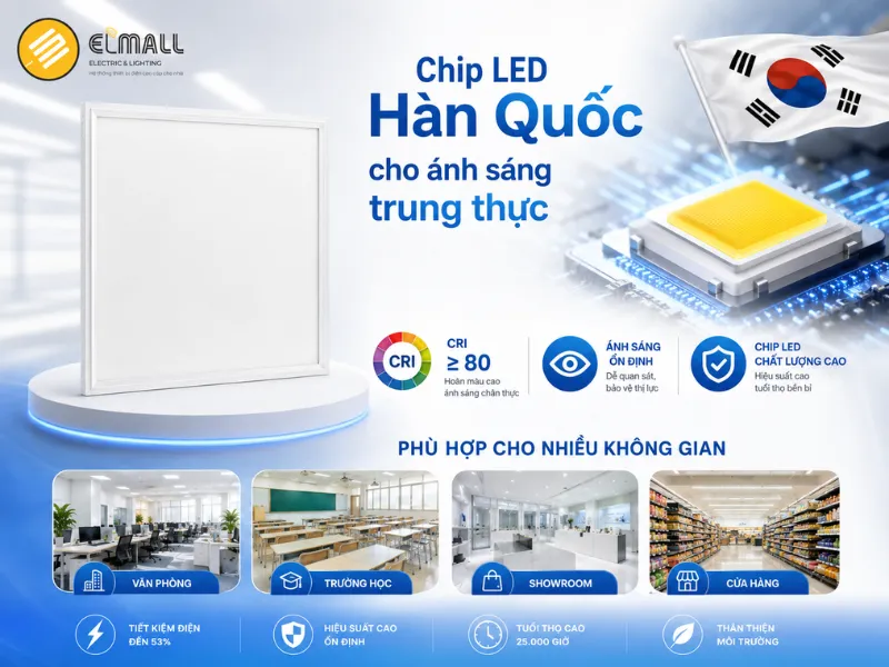 Đèn LED Panel P08 600×600 50W ánh sáng trung thực