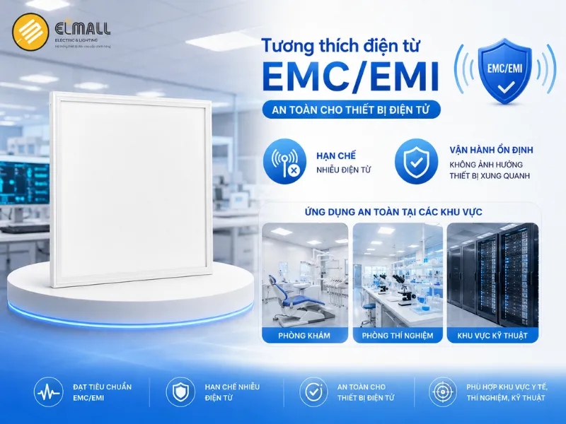 Đèn LED Panel P08 600×600 50W tương thích điện từ trường