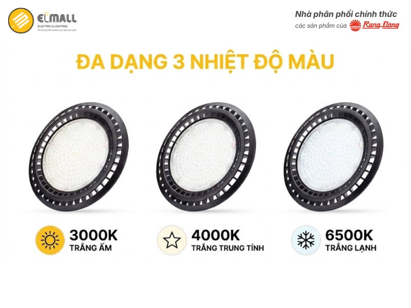 Đèn LED Nhà Xưởng Highbay HB03 350/120W Rạng Đông có 3 tùy chọn nhiệt độ màu