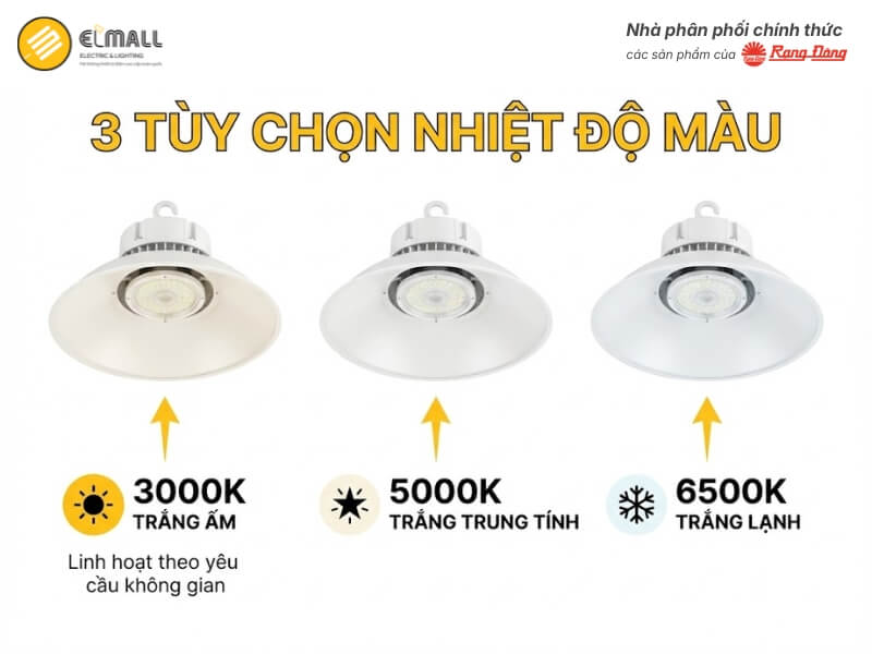 Đèn LED Nhà Xưởng Highbay HB02 350 50W có 3 tùy chọn nhiệt độ màu