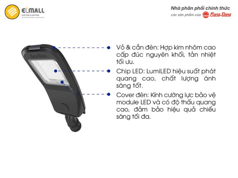 Cấu tạo đèn đường LED CSD08 Rạng Đông và chip LumiLED
