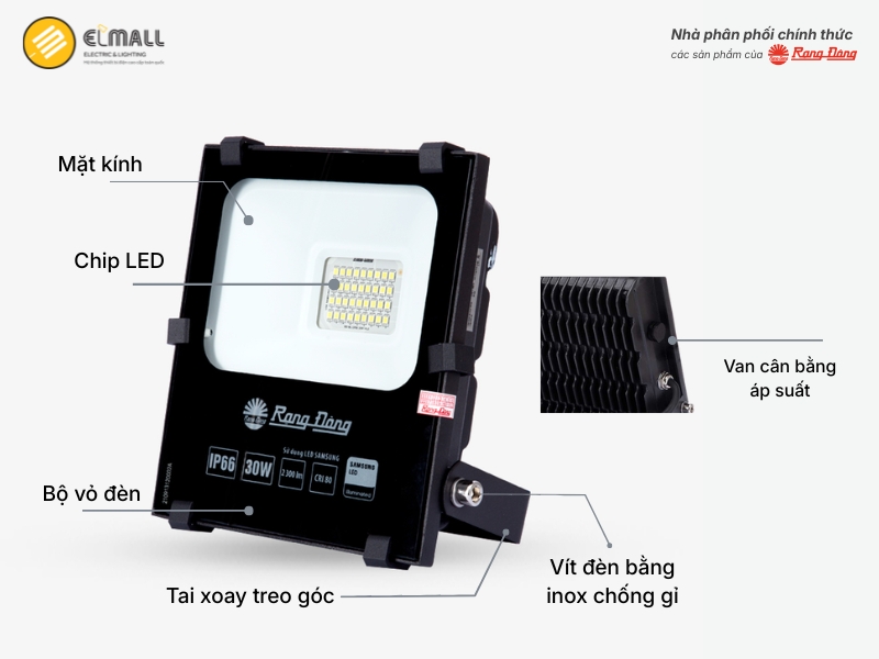 cấu tạo đèn pha led 30w cp06