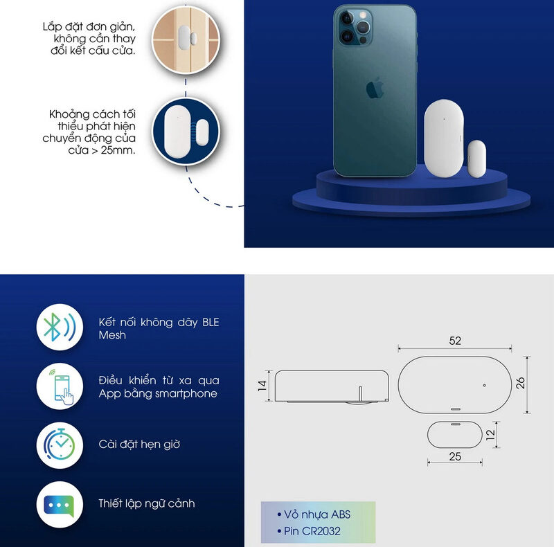 Ứng dụng sản phẩm Cảm biến cửa CB08.DO.BLE