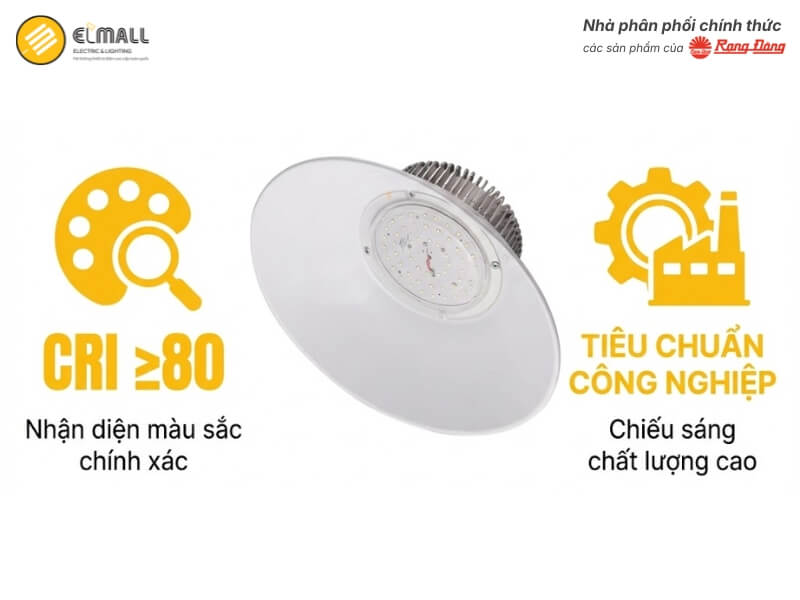 Đèn LED Nhà Xưởng Highbay HB02 350 50W đạt chỉ số hoàn màu CRI ≥80