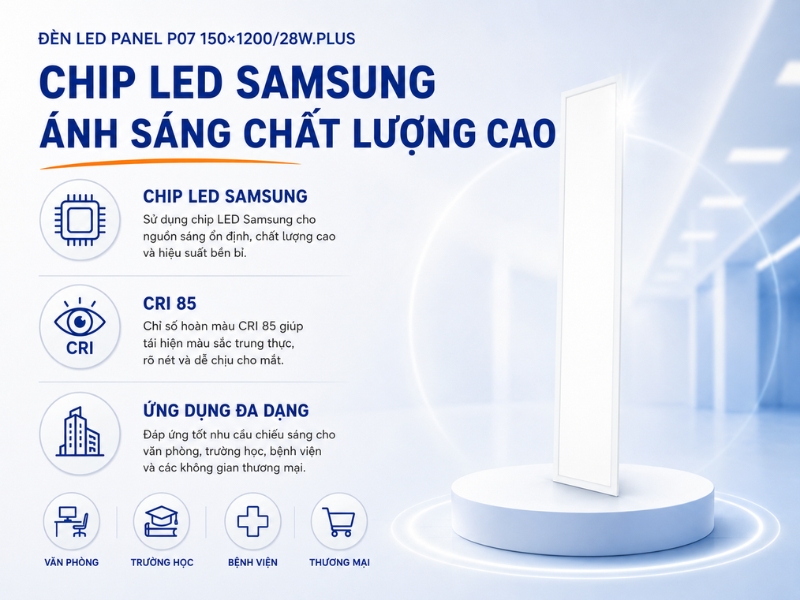 Đèn Panel 150x1200 sử dụng chip LED Samsung