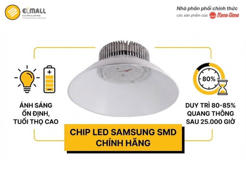 Đèn LED Nhà Xưởng Highbay HB02 350 70W sử dụng chip LED Samsung SMD