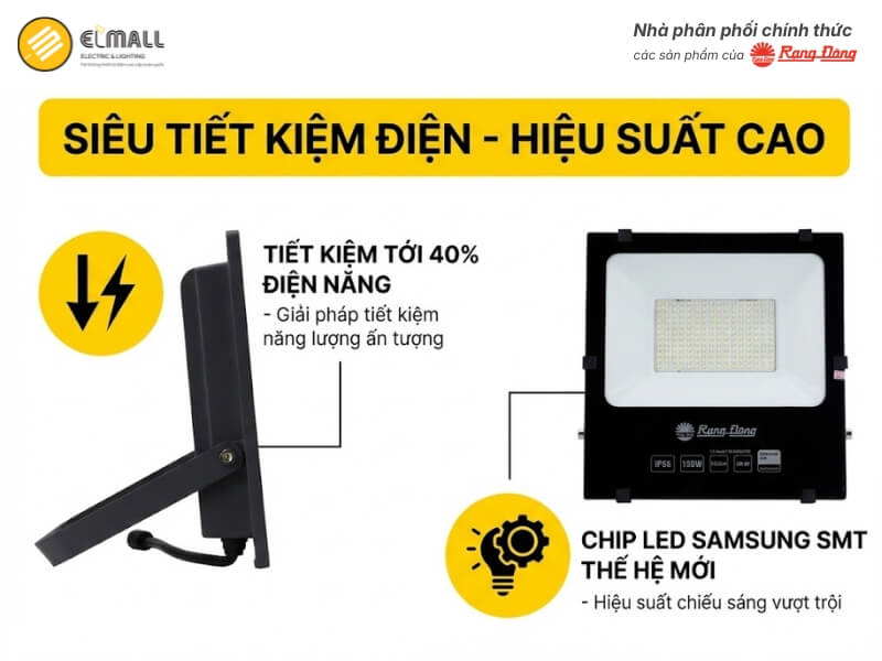Đèn LED chiếu pha CP06 150W sử dụng chip LED Samsung SMT thế hệ mới mang lại hiệu suất chuyển đổi năng lượng ấn tượng