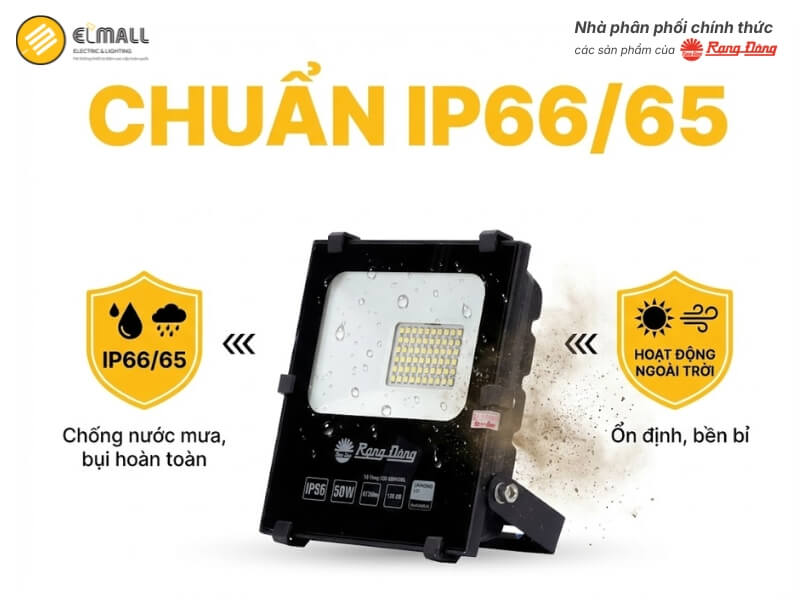 Đèn Pha LED CP06 50W đạt chuẩn IP66/65, chống bụi hoàn toàn