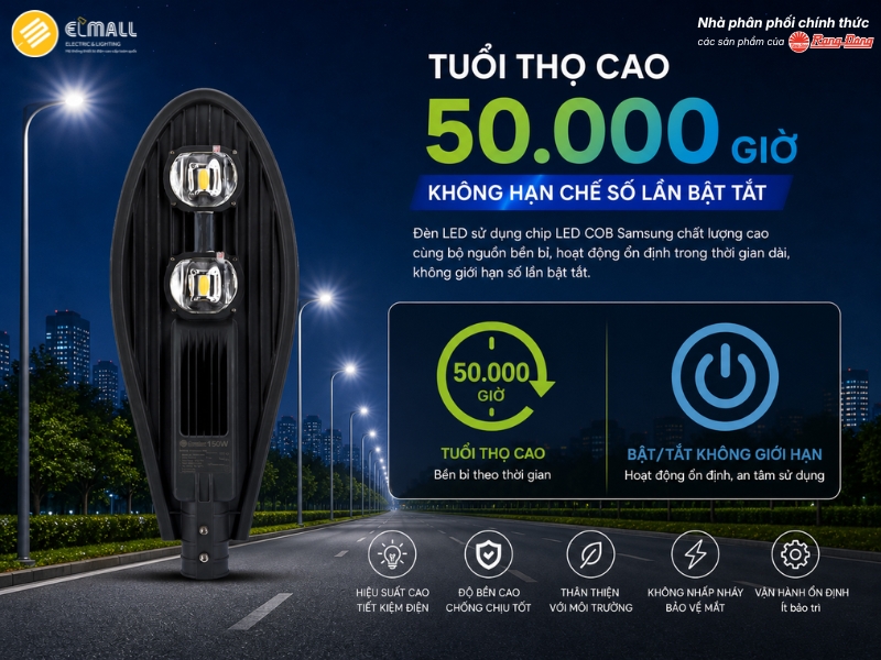 đèn đường led 150w rạng đông tuổi thọ cao