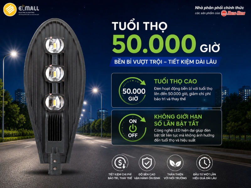 đèn đường chiếc lá 200w tuổi thọ 50000 giờ