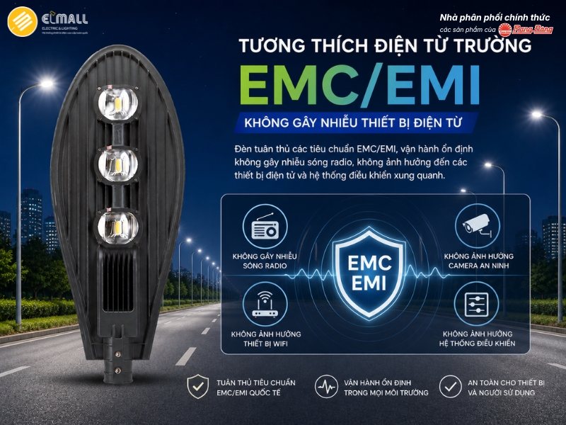 đèn đường chiếc lá 200w tương thích điện từ