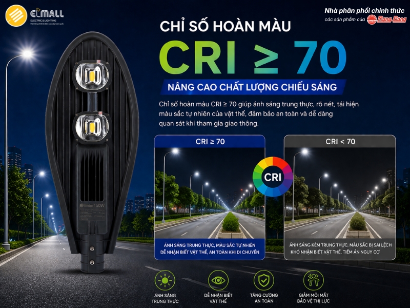chỉ số hoàn màu CRI ≥ 70