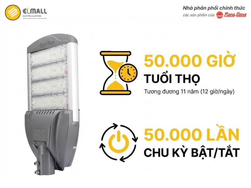 Đèn LED chiếu sáng đường CSD04 200W đạt tuổi thọ 50.000 giờ