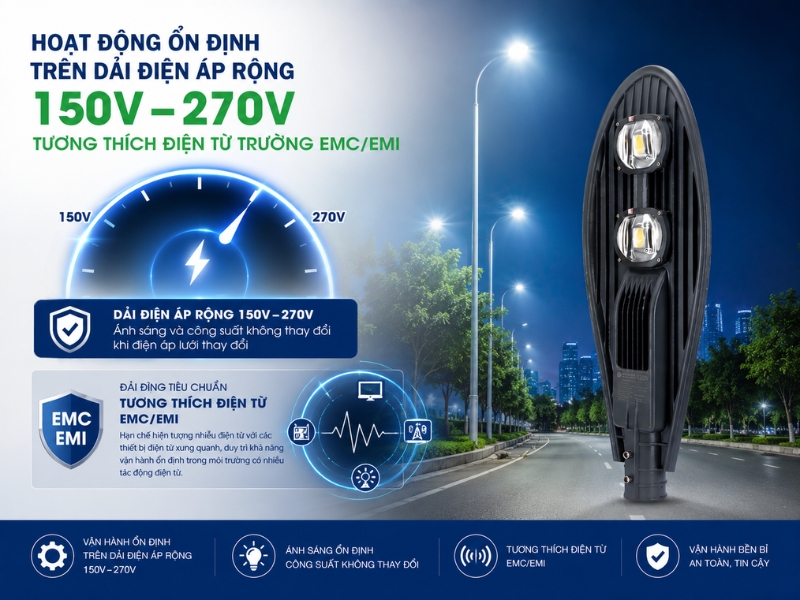 đèn đường 120w csd02 hoạt động ổn định