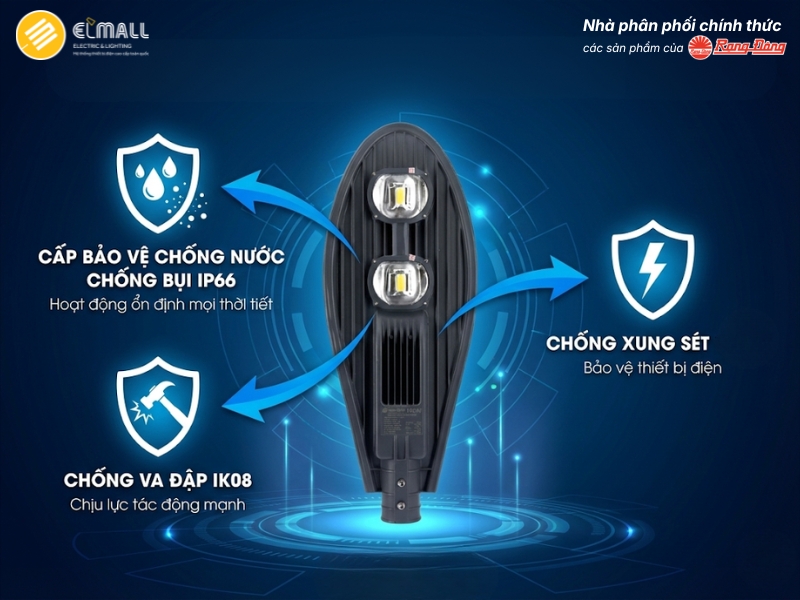 đèn đường led 120w csd02 có cấp bảo vệ ip66 ik08