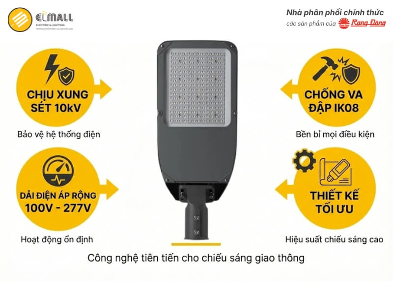 Vỏ nhôm đúc và bộ nguồn đèn CSD12 chịu xung sét lên đến 10kV