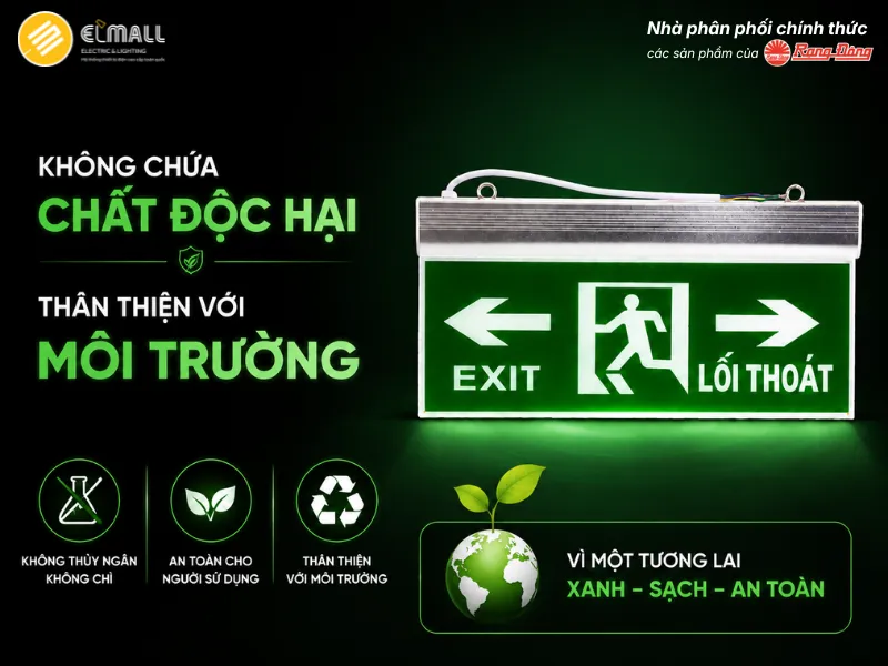 Đèn Exit 1 mặt không chứa chất độc hại