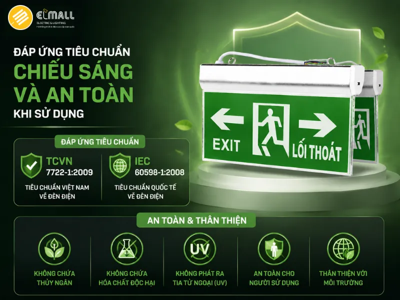 Đèn exit CD01 40x20/2.2W đạt chuẩn an toàn