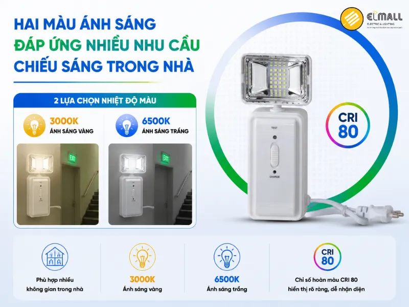 Đèn KC05 3W hai màu ánh sáng