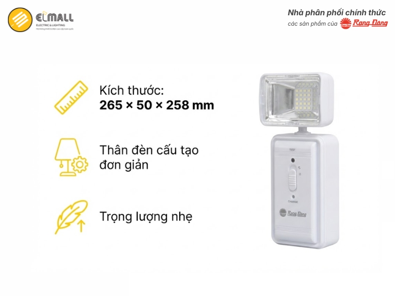 đèn khẩn cấp rạng đông KC05 3W thiết kế gọn nhẹ