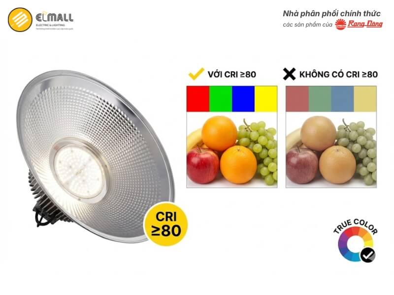 Đèn LED Highbay D HB02L 430 100W đạt chỉ số hoàn màu CRI ≥80