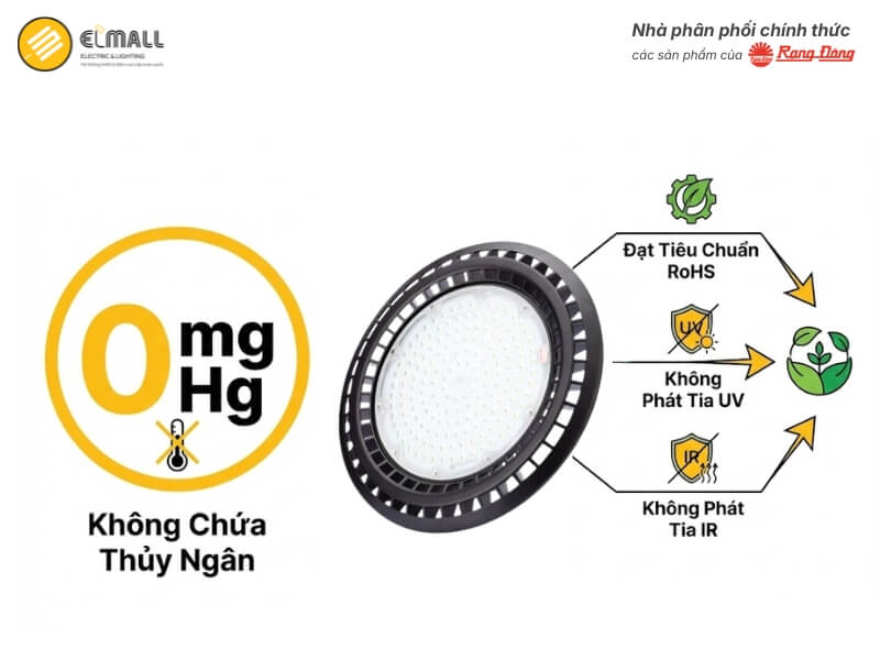 Đèn LED Nhà Xưởng HB03 350/150W Rạng Đông không chứa thủy ngân (0 mg Hg)
