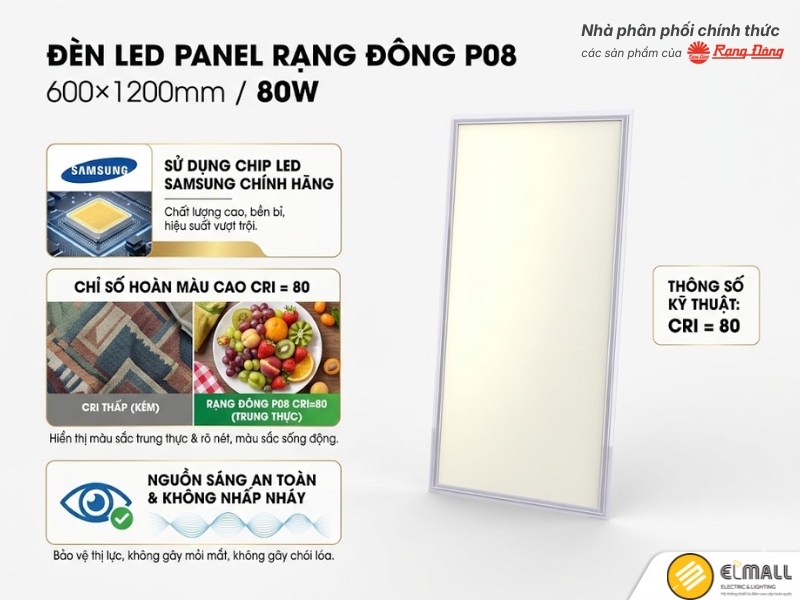 đèn led panel 600x1200 hoàn màu cao