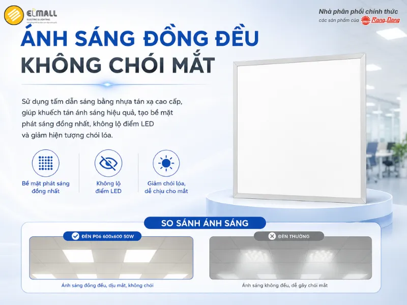 đèn panel P06 600×600/50W ánh sáng đồng đều